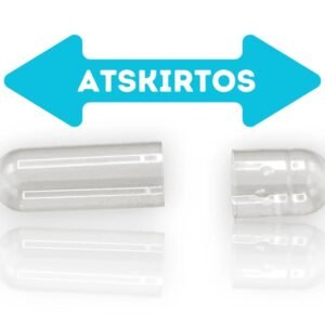 Atskirtos tuščios želatinos kapsulės 00 dydis 1000vnt